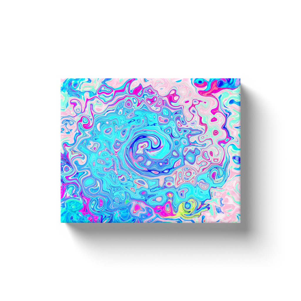 Canvas Wraps, Groovy Abstract Retro Robin's Egg Blue Liquid Swirl