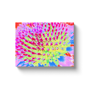 Canvas Wraps, Multicolored Rainbow Abstract Cone Flower