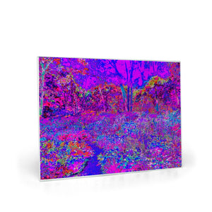 Glass Cutting Boards, Psychedelic Impressionistic Purple Garden Landscape