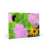Glass Cutting Boards, Succulent Hot Pink Sedum and Yellow Rudbeckia