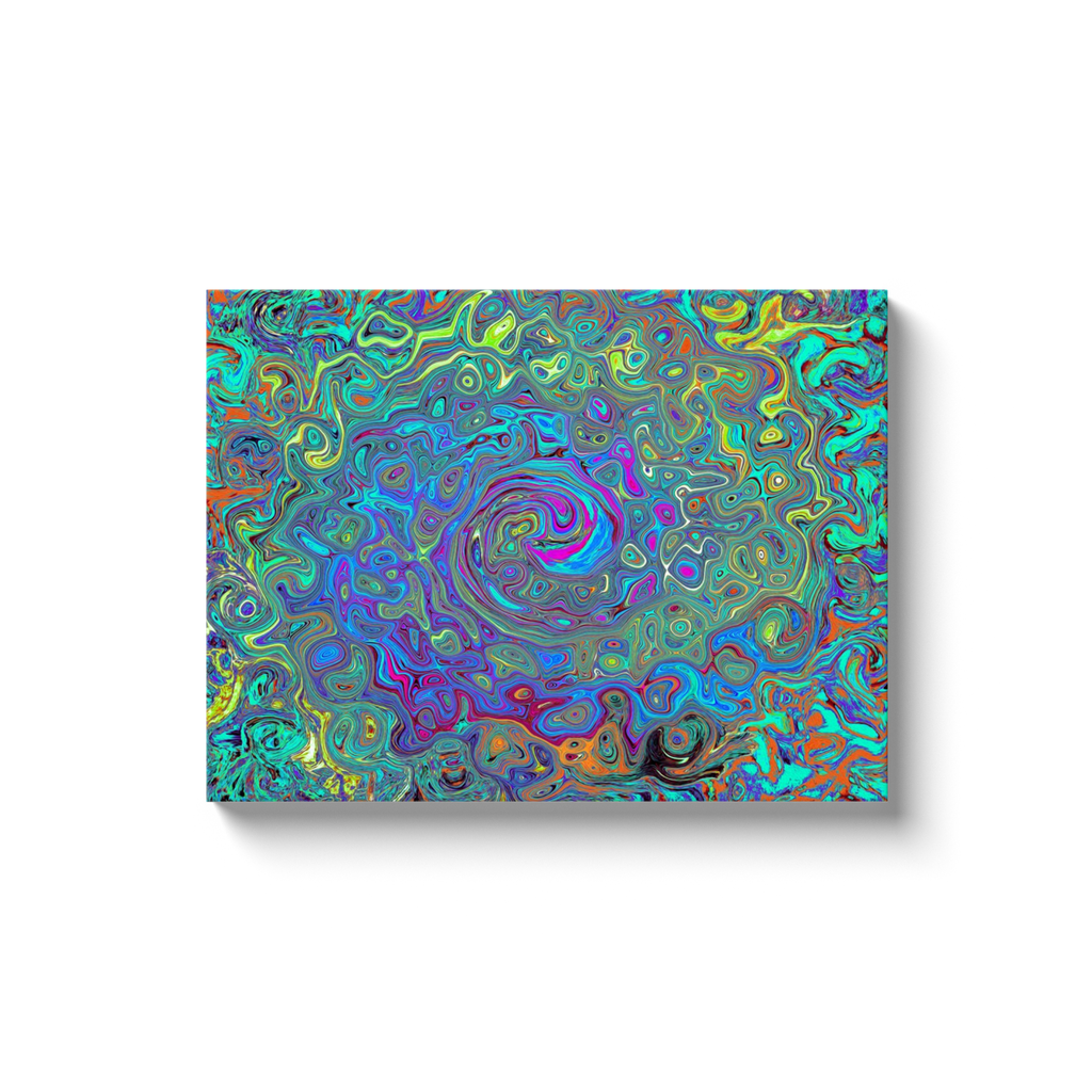 Canvas Wrapped Art Prints, Magenta, Blue and Sea Foam Green Retro Swirl