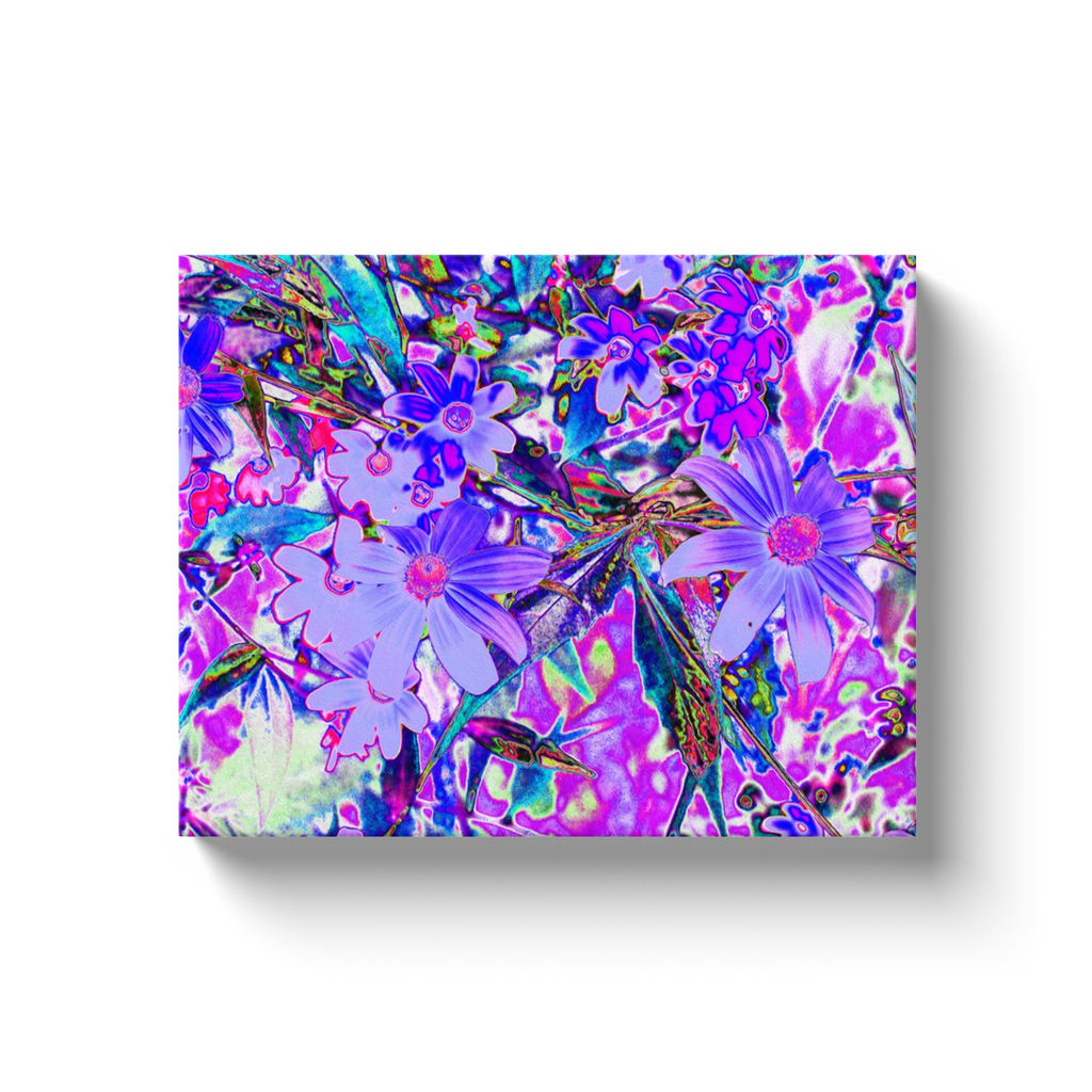 Canvas Wrapped Art Prints, Trippy Purple and Magenta Colorful Wildflowers