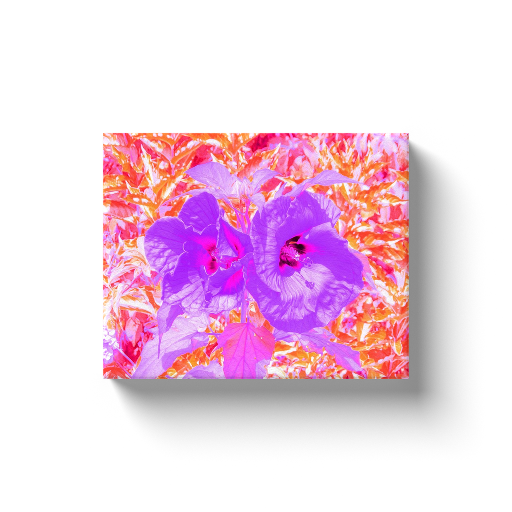 Canvas Wraps, Two Purple and Hot Pink Plum Crazy Hibiscus