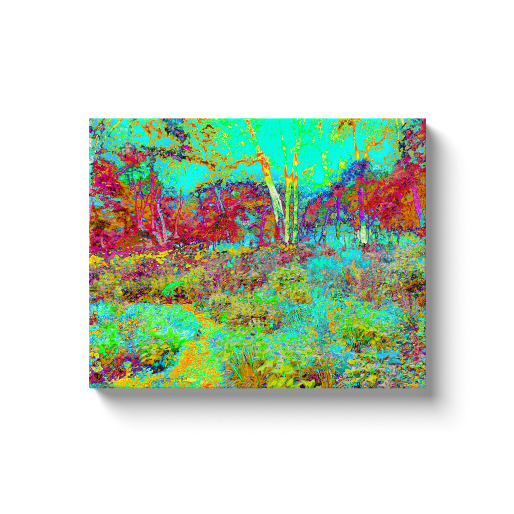 Canvas Wraps, Psychedelic Autumn Gold and Aqua Garden Landscape