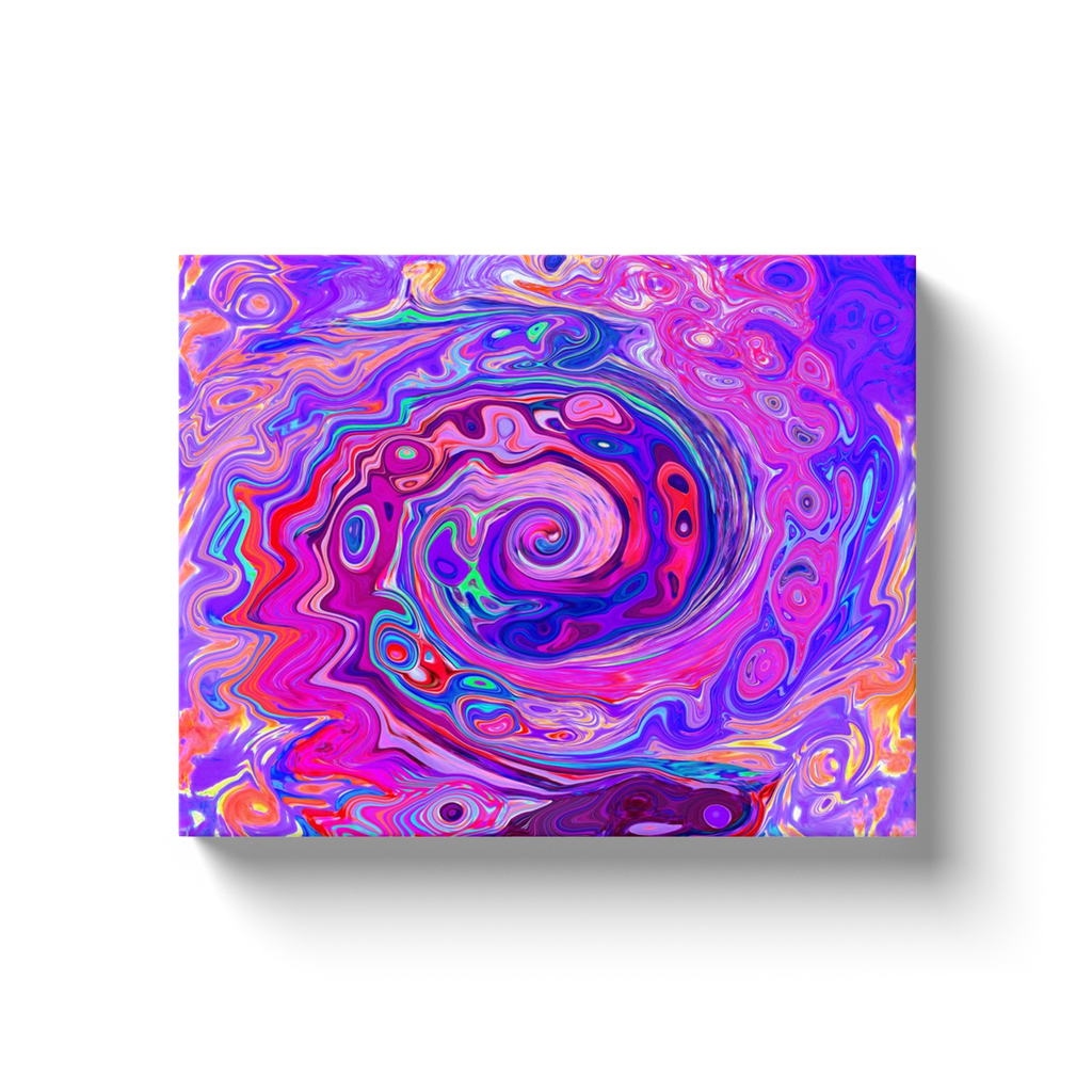 Canvas Wraps, Retro Purple and Orange Abstract Groovy Swirl