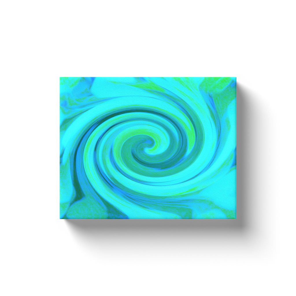 Canvas Wraps, Groovy Cool Abstract Aqua Liquid Art Swirl