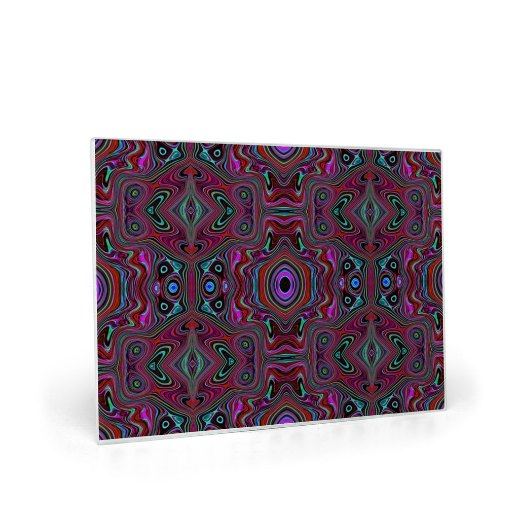 Glass Cutting Boards, Trippy Seafoam Green and Magenta Abstract Pattern