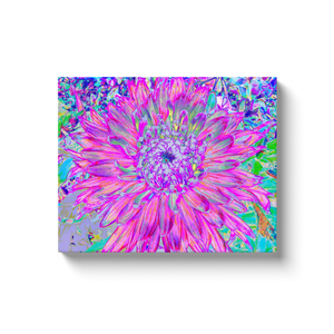 Canvas Wraps, Cool Pink, Blue and Purple Cactus Dahlia Explosion
