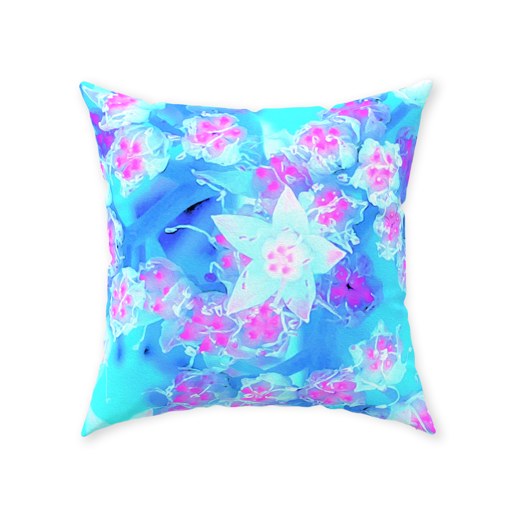 Decorative Throw Pillows, Blue and Hot Pink Succulent Underwater Sedum
