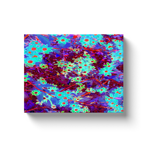 Canvas Wrapped Art Prints, Pretty Aqua Blue and Orange Flowers with Purple