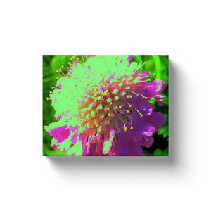 Canvas Wraps, Abstract Pincushion Flower in Lime Green and Purple