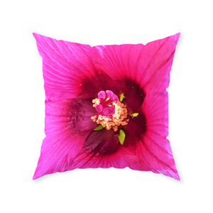 Floor Pillows, Deep Pink and Crimson Hibiscus Flower Macro