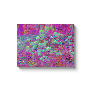 Canvas Wrapped Art Prints, Magenta Garden with Aqua Hydrangea Flowers