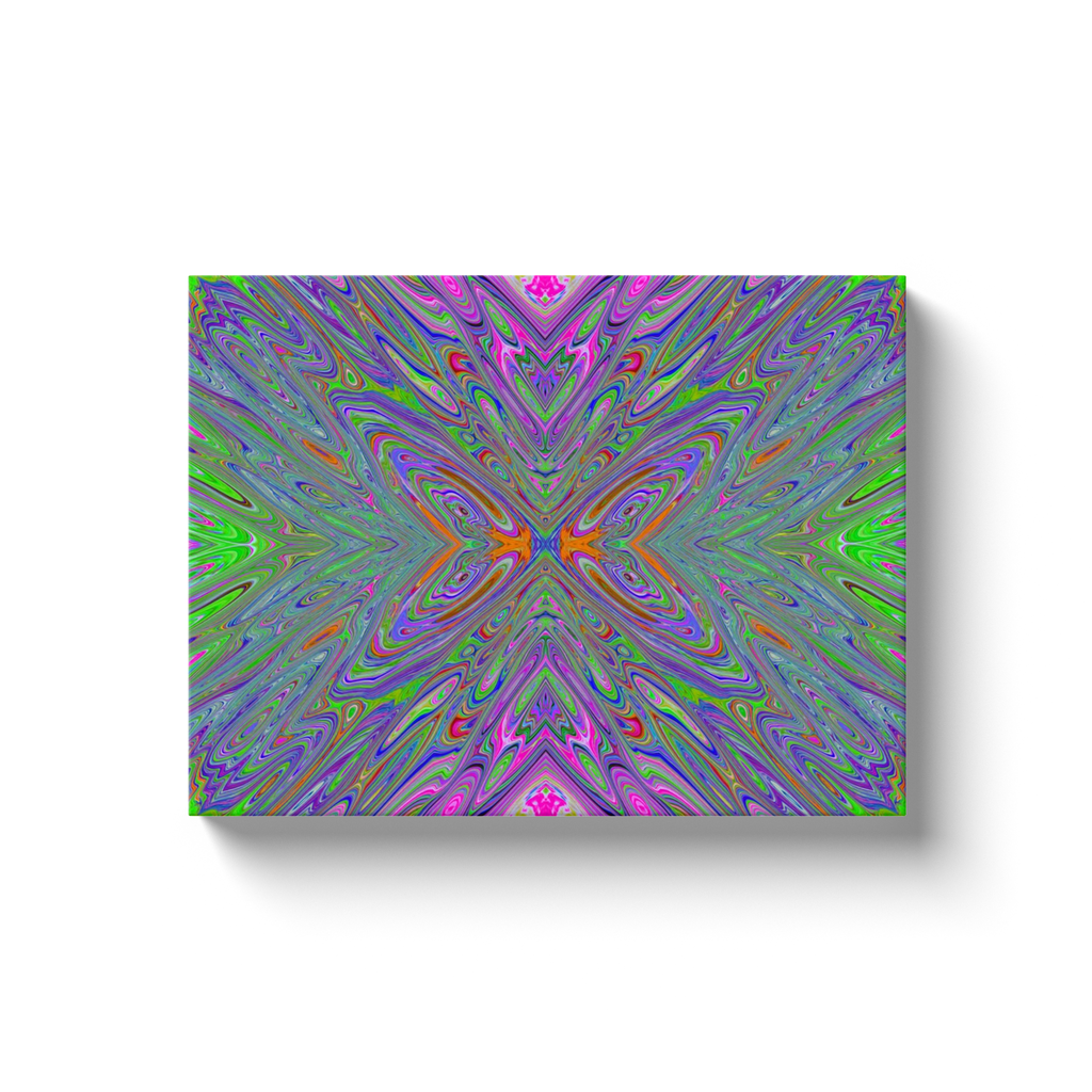 Canvas Wrapped Art Prints, Abstract Trippy Purple, Orange and Lime Green Butterfly