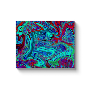 Canvas Wrapped Art Prints, Groovy Abstract Retro Art in Blue and Red