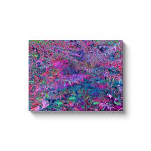 Canvas Wrapped Art Prints, Abstract Psychedelic Rainbow Colors Foliage Garden