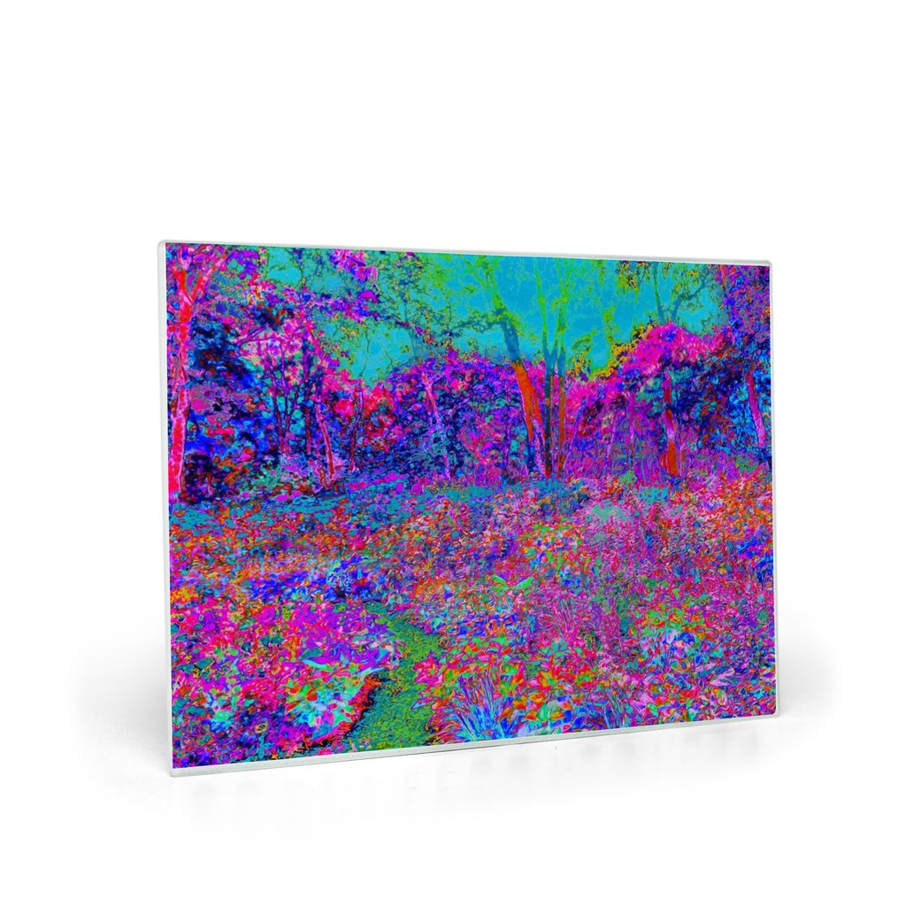 Glass Cutting Boards, Psychedelic Magenta Rainbow Garden Landscape