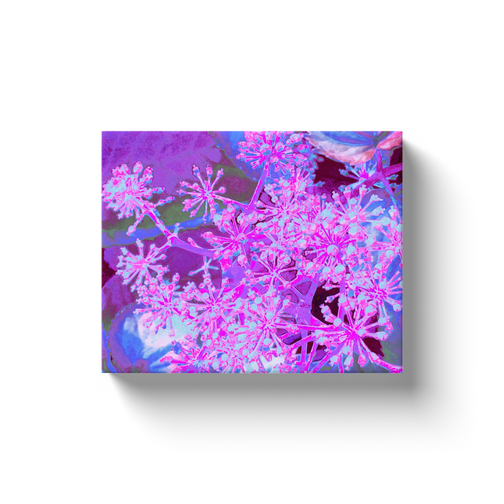 Canvas Wraps, Cool Abstract Retro Nature in Hot Pink and Purple