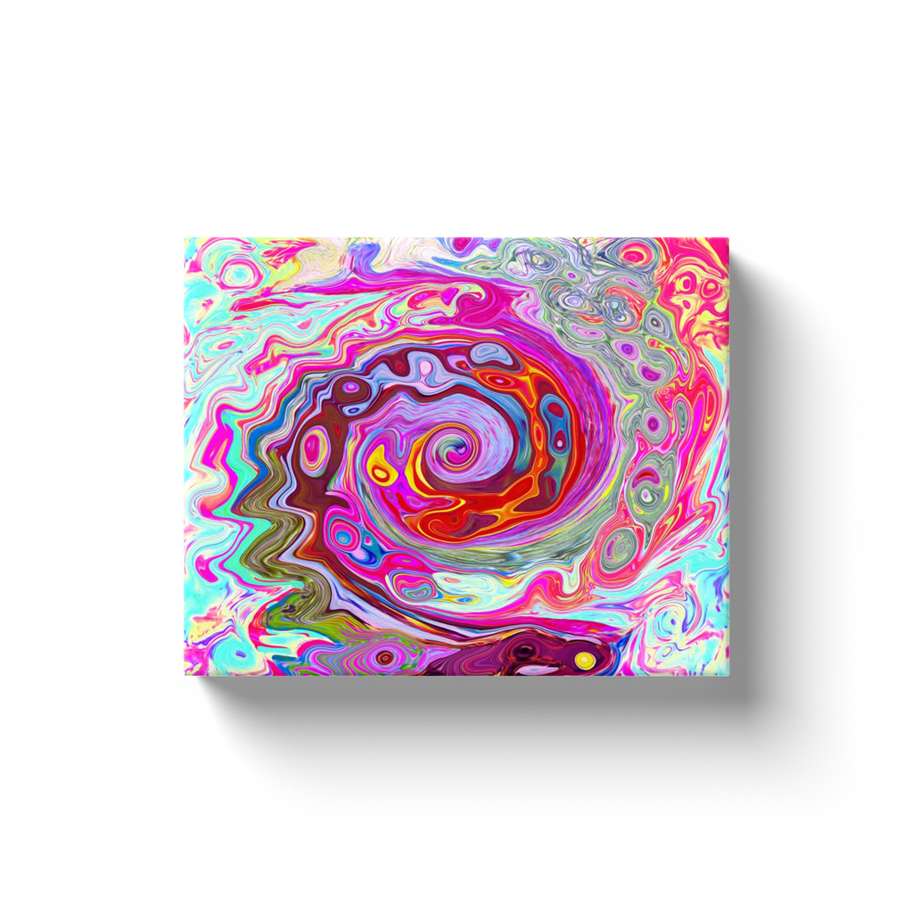 Canvas Wraps, Groovy Abstract Retro Hot Pink and Blue Swirl
