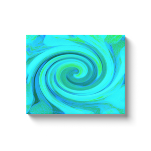 Canvas Wraps, Groovy Cool Abstract Aqua Liquid Art Swirl