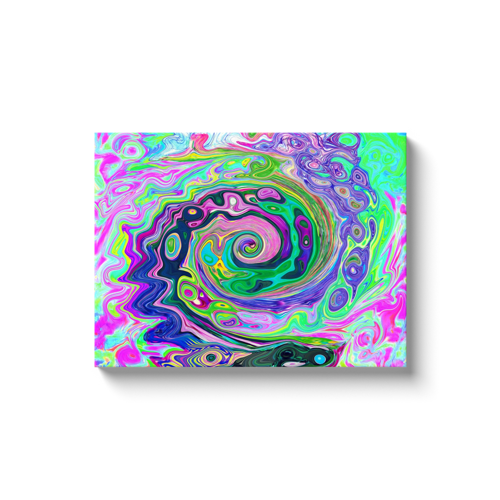 Canvas Wraps, Groovy Abstract Aqua and Navy Lava Swirl