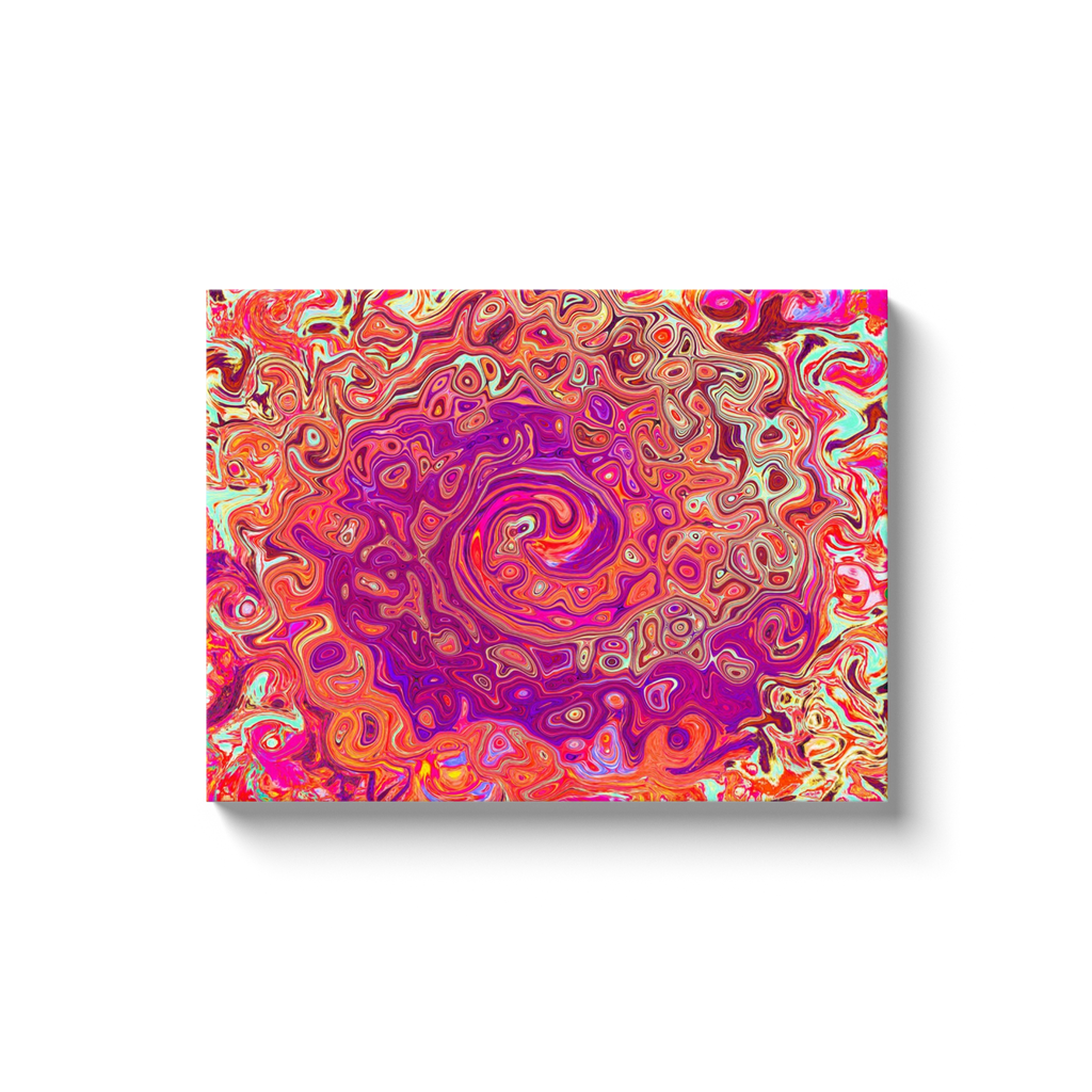 Canvas Wrapped Art Prints, Retro Abstract Coral and Purple Marble Swirl