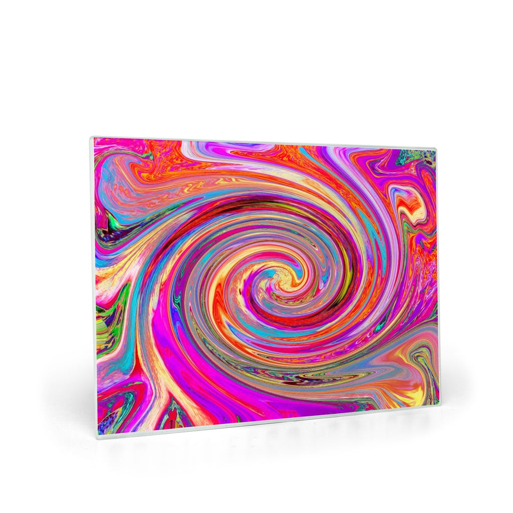 Glass Cutting Boards, Colorful Rainbow Swirl Retro Abstract Design