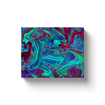 Canvas Wrapped Art Prints, Groovy Abstract Retro Art in Blue and Red