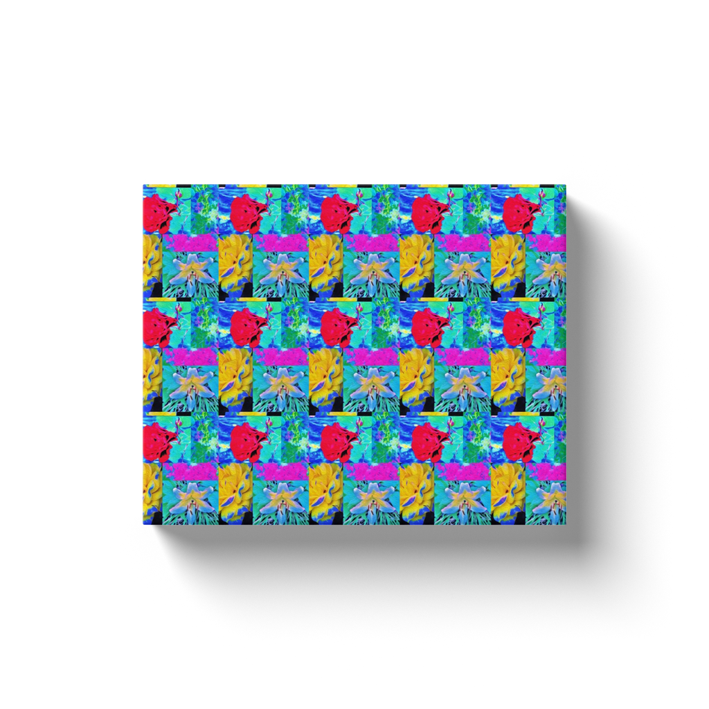 Canvas Wrapped Art Prints, Red and Yellow Roses with Lily Flowers Patchwork