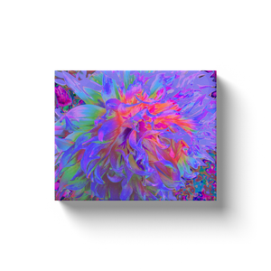 Canvas Wraps, Elegant Psychedelic Decorative Dahlia Flower