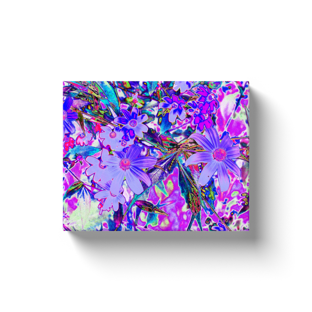 Canvas Wrapped Art Prints, Trippy Purple and Magenta Colorful Wildflowers