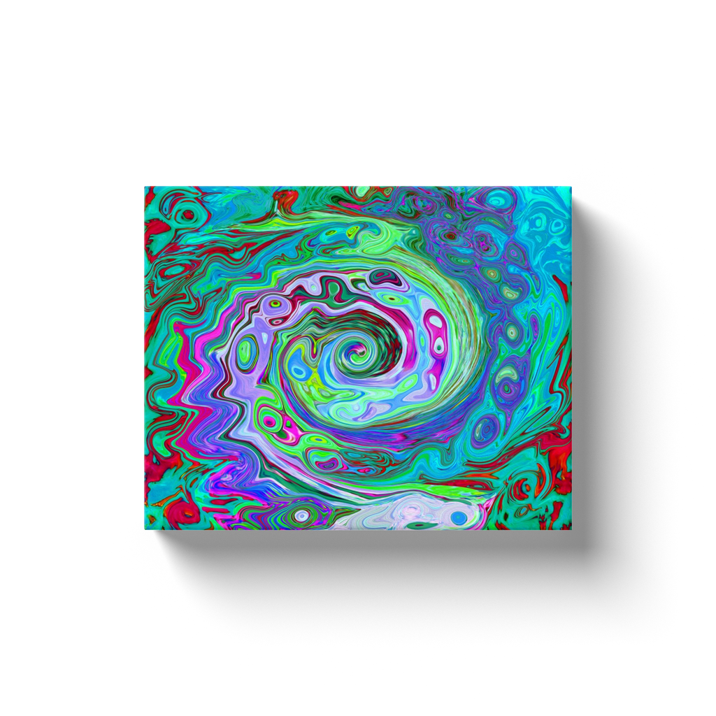 Canvas Wraps, Retro Green, Red and Magenta Abstract Groovy Swirl