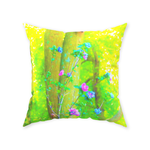 Floral Floor Pillows, Hot Pink Abstract Rose of Sharon on Bright Yellow