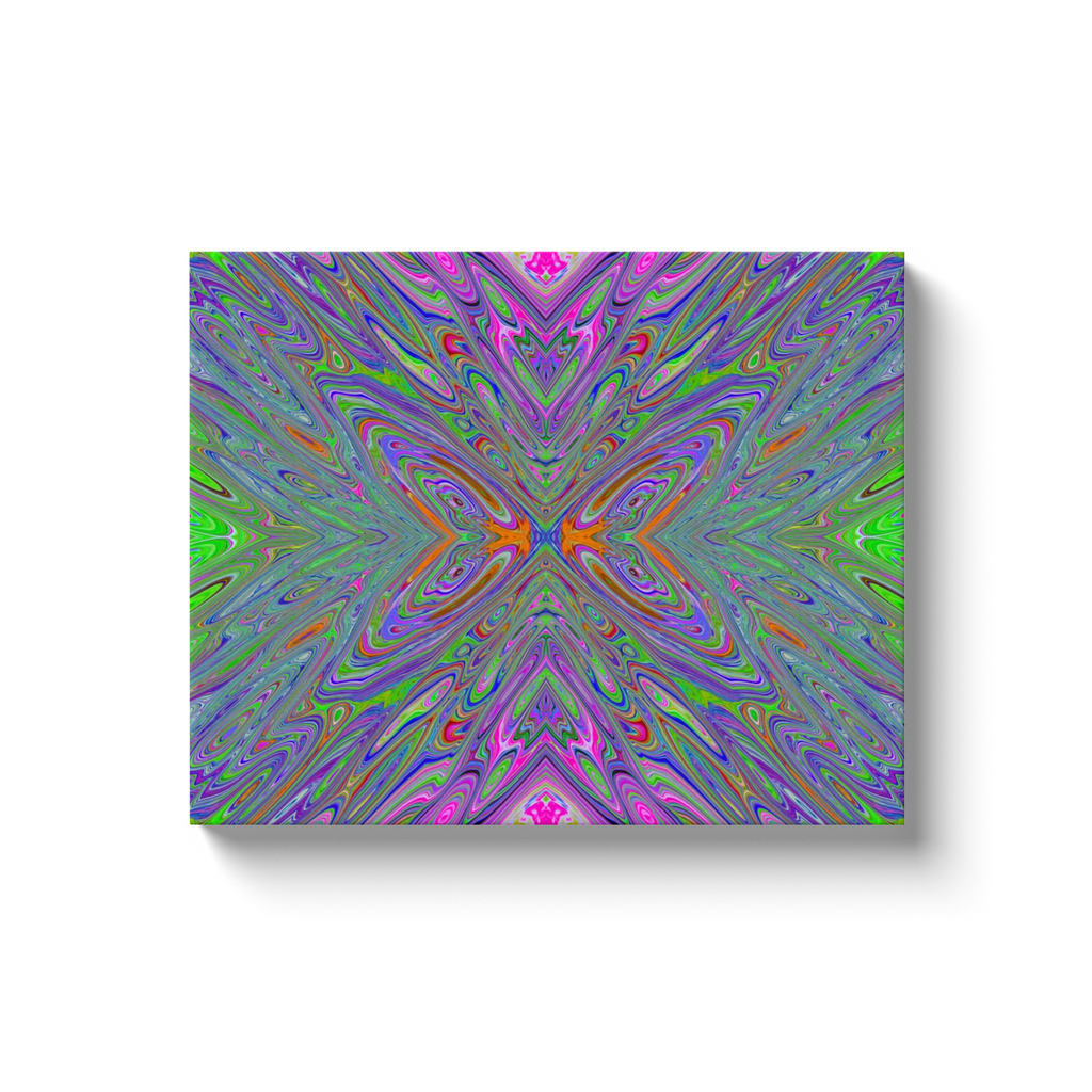 Canvas Wrapped Art Prints, Abstract Trippy Purple, Orange and Lime Green Butterfly