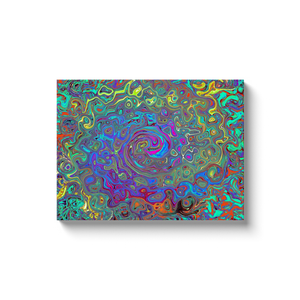 Canvas Wrapped Art Prints, Trippy Magenta and Blue Abstract Retro Swirl