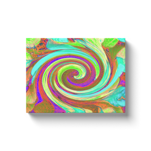Canvas Wrapped Art Prints, Cool Retro Autumn Colors Liquid Art Swirl Painting