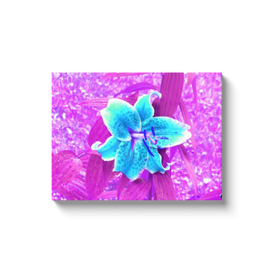 Canvas Wrapped Art Prints, Pretty Aqua Blue Stargazer Lily on Purple