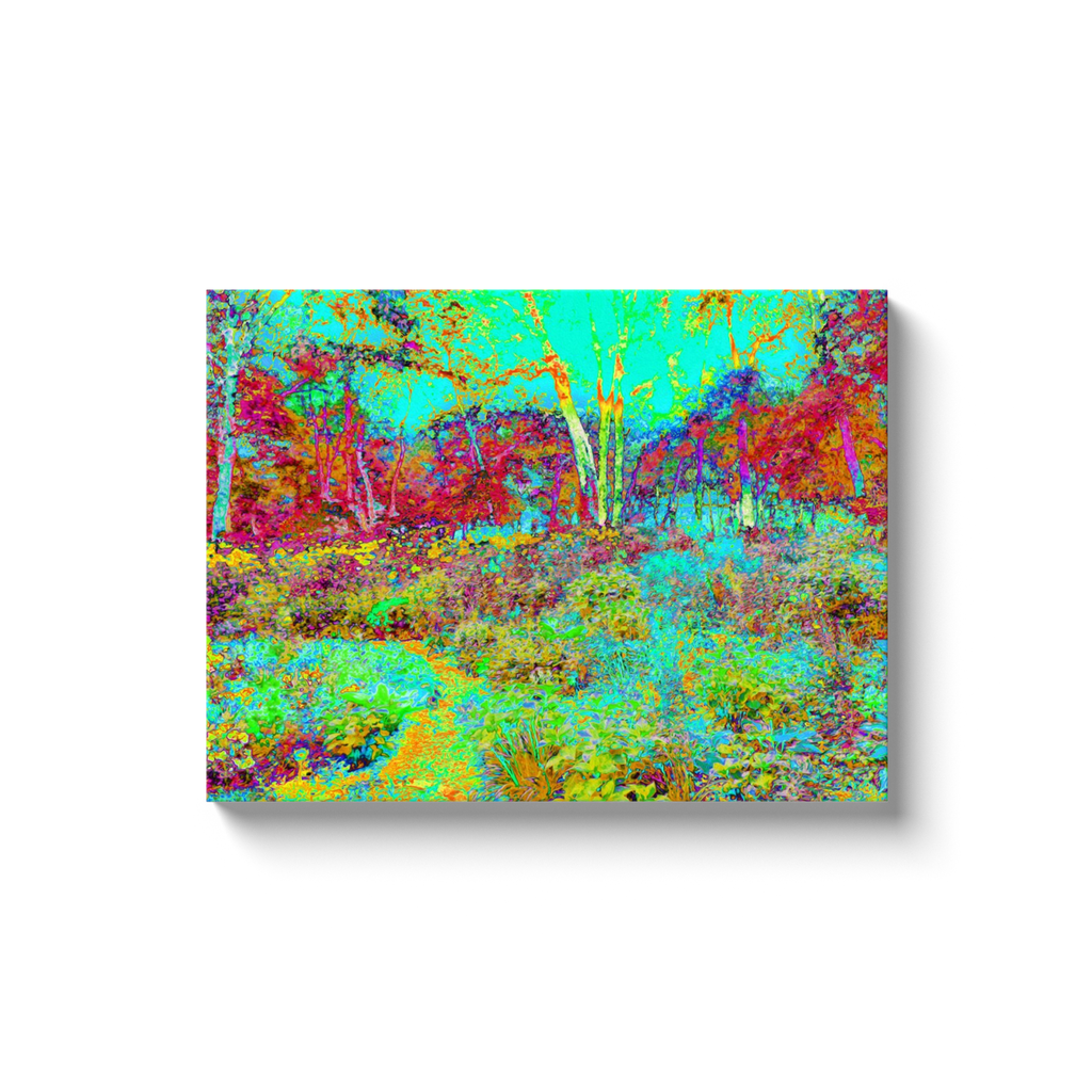 Canvas Wraps, Psychedelic Autumn Gold and Aqua Garden Landscape