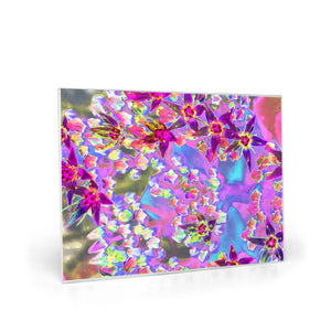 Glass Cutting Boards, Succulent Sedum Flowers in Purple, Pink and Blue