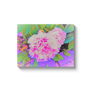 Canvas Wrapped Art Prints, Electric Pink Peonies in the Colorful Garden