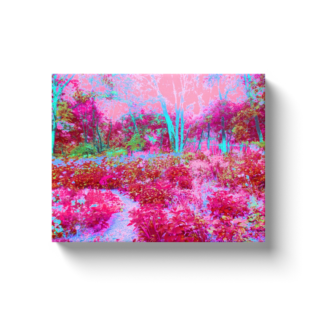 Canvas Wrapped Art Prints, Impressionistic Red and Pink Garden Landscape