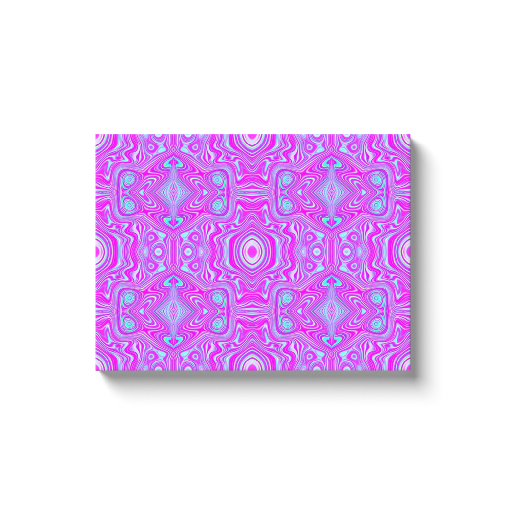 Canvas Wrapped Art Prints, Trippy Hot Pink and Aqua Blue Abstract Pattern