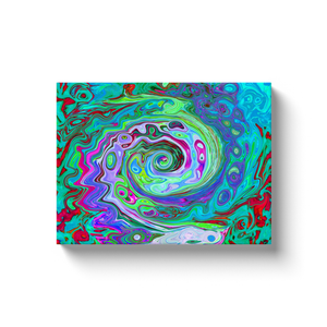 Canvas Wraps, Retro Green, Red and Magenta Abstract Groovy Swirl