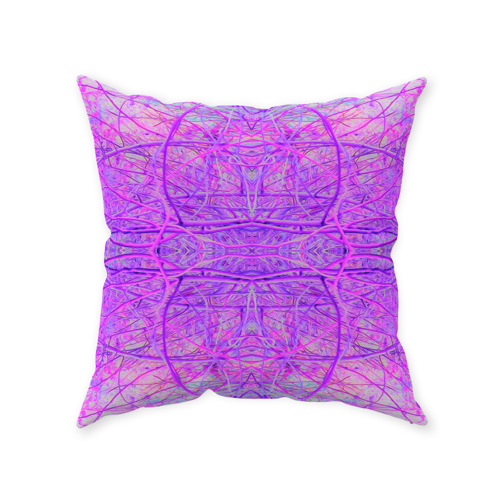 Decorative Throw Pillows, Hot Pink and Purple Abstract Branch Pattern