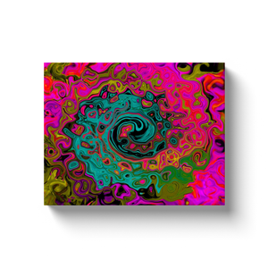 Canvas Wrapped Art Prints, Trippy Turquoise Abstract Retro Liquid Swirl