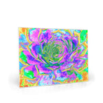 Glass Cutting Boards, Rainbow Colors Fiesta Succulent Sedum Rosette