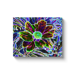 Canvas Wraps, Abstract Garden Peony in Black and Blue