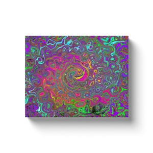 Canvas Wrapped Art Prints, Trippy Hot Pink Abstract Retro Liquid Swirl