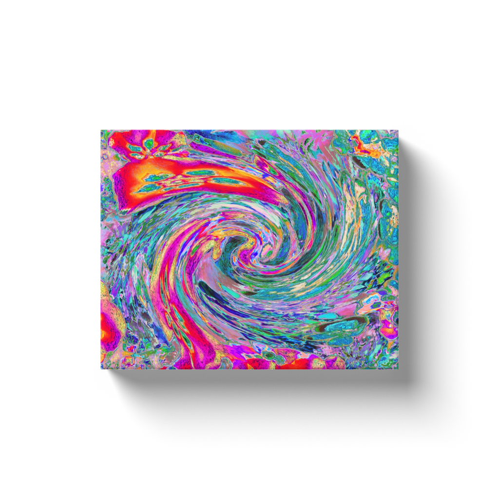 Canvas Wrapped Art Prints, Abstract Floral Psychedelic Rainbow Waves of Color