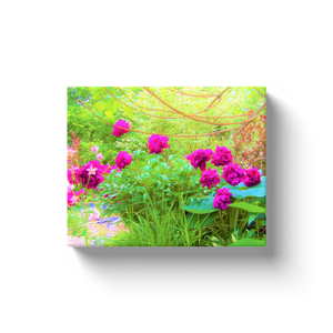 Canvas Wraps, Impressionistic Purple Peonies with Green Hostas